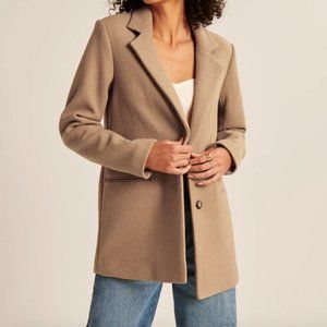 Abercrombie Wool Blend Blazer Coat in Camel Brown